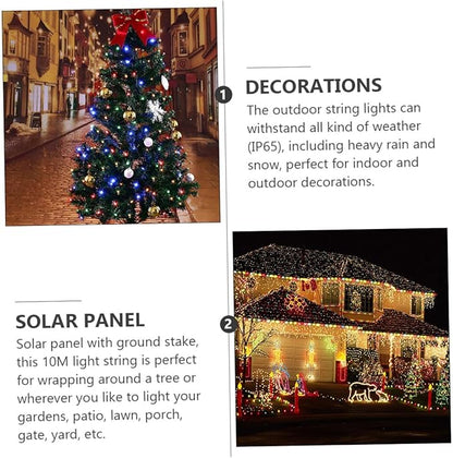 2 Sets Solar Powered Outdoor LED String Lights Beads Fairy Lights for Garden Patio Xmas Wedding Party Decor Warm White