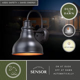 VAXCEL Delano 13 in. H 1-Light Oil Burnished Bronze and Light Gold Dusk to Dawn Sensor Farmhouse Outdoor Wall | Lumora