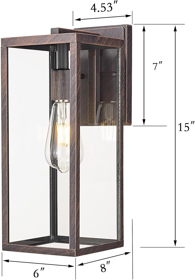 Bestshared Outdoor Wall Sconce, 15 Inch Outdoor Wall Lantern with Clear Glass, Anti-Rust Porch Lights,Weather | Lumora
