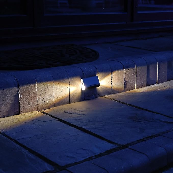 Auraglow Solar Step Lights - Dual-Directional LED Lighting for Outdoor Steps, Stairs, Walls & Pathways, IP54 Weatherproof - Pack of 3 (6 Pack)