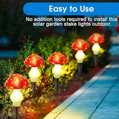 A Set of 8 PCS（Red）New Upgraded Waterproof Solar Mushroom Lights Outdoor Decor,LED Fairy Lights, for Garden Lawn Flower Bed Channel Decoration Easter Pathway Halloween Xmas Decorations