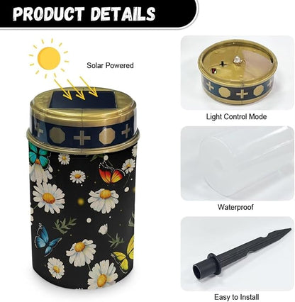 Solar Pathway Lights,Daisy Butterfly Solar Lights Outdoor, Solar Path Lights Waterproof, Solar Lights for Walkway Yard Driveway Backyard