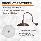17in. Architectural Bronze Outdoor Gooseneck Barn Light Fixture With 24in. Long Extension Arm - Wall Sconce | Lumora