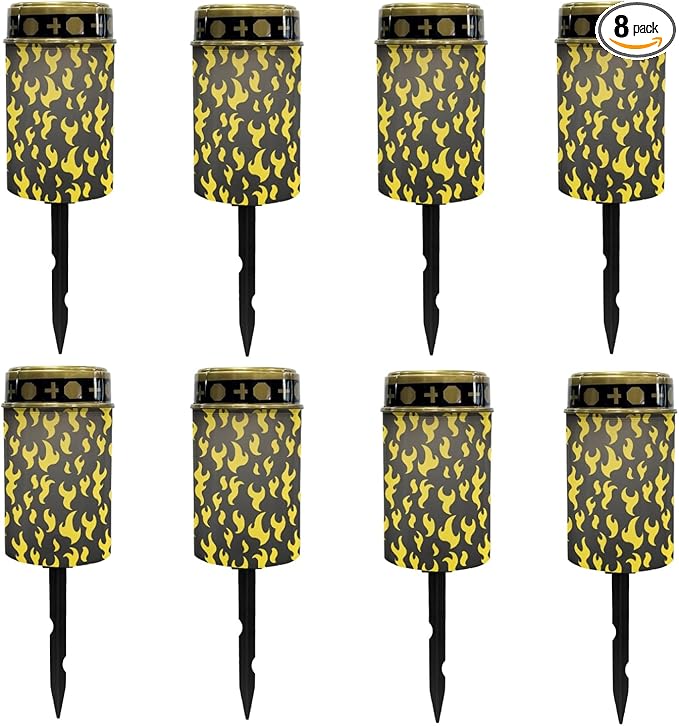 Yellow Fire Solar Garden Lights Outdoor Pathway Lights Solar Powered Fairy Lights Flameless Lights Landscape Decoration Lighting for Yard Pation Walkway Lights