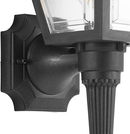 Progress Lighting Mansard Collection 1-Light Clear Beveled Acrylic Shade Traditional Outdoor Large Wall Lantern Light Textured Black