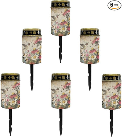 Hummingbird Flower Solar Garden Lights Outdoor Flameless Pathway Lights LED Solar Lantern Landscape Decorative Lighting for Yard Patio Solar Stake Lights Spotlight Warm White Lantern