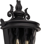 John Timberland Casa Marseille European Outdoor Wall Light Fixture Textured Black Scroll 17" Clear Hammered Glass | Lumora