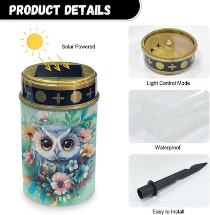 Owl Solar Stake Lights Yard Lawn Solar Powered Lights Cemetery Decorations Driveway Markers Patio Accessories Ornament Sympathy Remembrance Memorial Gift