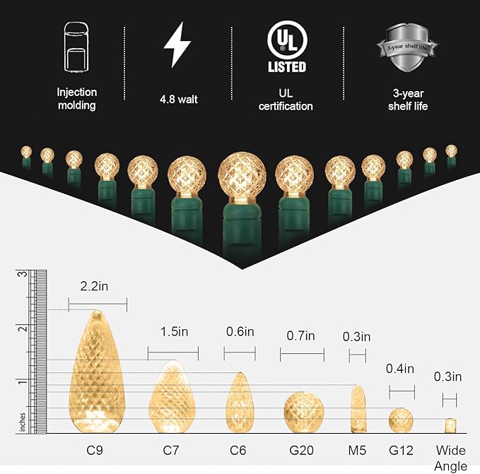 Warm White G12 LED Christmas Lights Outdoor- 71 FT 140 Count Berry LED Christmas Lights Outdoor Waterproof | Lumora
