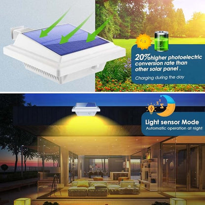 Gutter,40 LED Solar Patio DecorLs,DecklisOutdoor Waterproof Fence Lights for Wall Backyard Porch, Patio, Pool,Step Stairs,Yard, Garden, Pathway (2Pack White, Warm White Light)