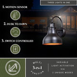 VAXCEL Delano Bronze Motion Sensor Dusk to Dawn Farmhouse Barn Dark Sky Outdoor Wall Light | Lumora