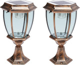 LYNICESHOP 2 Pack Large Aluminum Solar Lamps,Solar Pillar Lights Outdoor Bronze Waterproof LED Landscape Light | Lumora