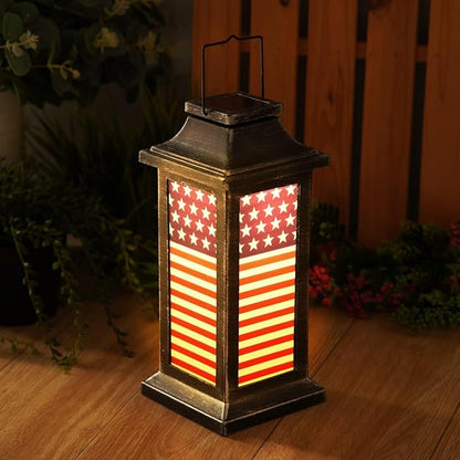 Garden Decorative Solar Lanterns Outdoor Waterproof Hanging Lamp,American Flag Independence Day National Day