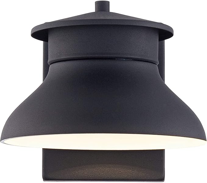 John Timberland Danbury Farmhouse Industrial Rustic Outdoor Barn Light Fixture Black LED Dusk to Dawn 6" for | Lumora