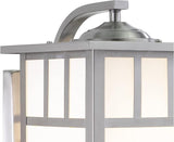 VAXCEL Mission 9.5 in. H 1-Light Stainless Steel Mission Outdoor Wall Sconce Made of Durable Steel, White Tiffany | Lumora