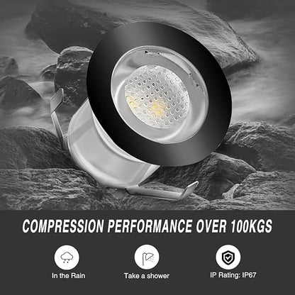 Low Voltage LED Deck Light Kit Stainless Steel Waterproof Recessed Wood Decking Stairs Garden Yard Patio Decor Lamp Outdoor Black Border LED Lighting (Blue, 20pcs)