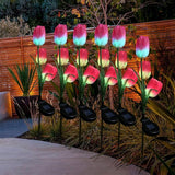 4pack Outdoor Solar Tulip Led Flower Garden Stake Light, Yard Decorative Light Up Tulip Flowers, Decorative Solar | Lumora