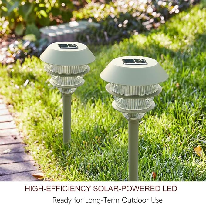 Bright Zeal 6-Pack 16.5" Solar Stake Lights Outdoor Waterproof - Warm White LED Decorative Lights for Pathway Patio Yard - Landscape Lamps for Sidewalk Decor