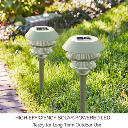 Bright Zeal 6-Pack 16.5" Solar Stake Lights Outdoor Waterproof - Warm White LED Decorative Lights for Pathway Patio Yard - Landscape Lamps for Sidewalk Decor