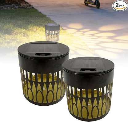 Solar Mandala Lights Outdoor Decorative - Waterproof Metal Mandala Solar Wall Lights, Artistic Fence & Step Lights for Garden, Patio, Backyard, Yard & Outdoor Home (2, Oval-Colored Light)
