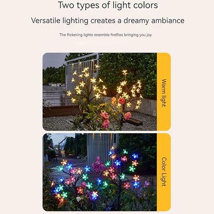 2 Pack Solar Flowers Lights Waterproof Decorative Cherry Blossom for Outside Yard Lawn Patio Pathway Decorations