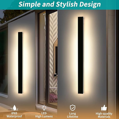 Mikeru 57inch Long LED Wall Light, 3000k-6000k Three Colors Switchable Modern Exterior Wall Sconces Acrylic Invisible Exterior Wall Light for Porch Modern Outdoor Wall Mount Lighting for House