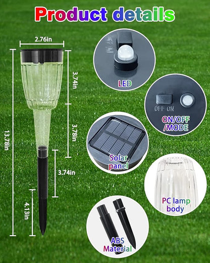 FREECUBE 8 Pack Solar Pathway Lights Outdoor,Multicolor Pathway Lights Auto On/Off, 4 Modes, IP65 Waterproof LED Solar Powered Garden Light for Yard Patio Garden Walkway Holiday