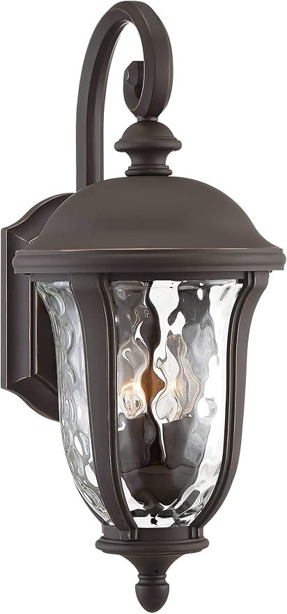 John Timberland Park Sienna Vintage Outdoor Wall Light Fixture Bronze 22 1/4" Clear Hammered Glass Downbridge for Exterior House Porch Patio Outside Deck Garage Yard Front Door Garden Home