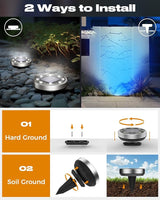 btfarm 24 Pack Solar Lights Outdoor, 8 LED Solar Ground Lights IP65 Waterproof Flat Solar Disc Light, Pathway | Lumora