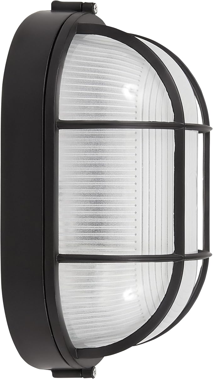 Nauticus - Wet Location Bulkhead - Black Finish - Frosted Glass Shade