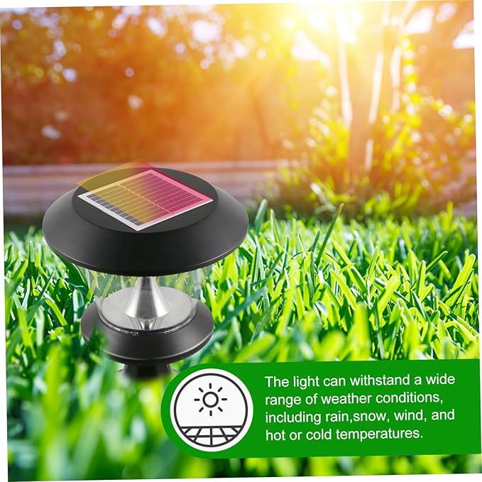 balacoo Solar Garden Light Round LED Lawn Lamp Outdoor Energy Saving Pathway Lighting for Patio Fence Deck