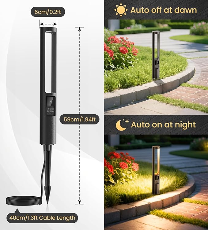 MEIKEE 5W Low Voltage Pathway Lights, 2700K 250LM LED Landscape Lighting, Auto On/Off, 12-24V, Aluminum Waterproof | Lumora