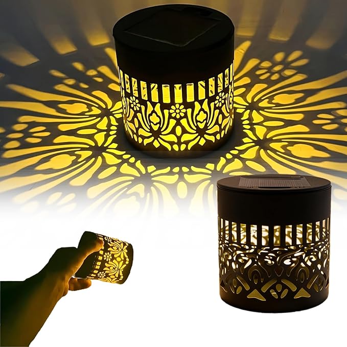 Decorative Solar Mandala Lights, Solar Mandalas Garden Lights Outdoor, New Metal Solar Powered Outdoor Deck Step Wall Light, Waterproof, for Garden Post Patio Backyard Yard Decor (Peony,1Pcs)