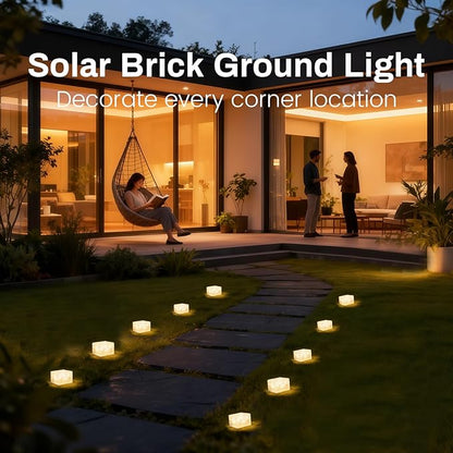 Wokyo 4 Packs Solar Brick Lights Outdoor Waterproof Landscape Path Light LED Rock Lights for Patio, Yard, Walkway, Pathway Decor 2.8x2.8 inch (Small - Warm White)