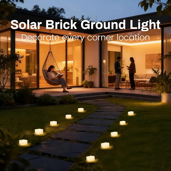 Wokyo Solar Brick Lights Outdoor Waterproof LED Rock Lights Patio Brick Lights 4 Packs for Patio, Yard, Walkway | Lumora