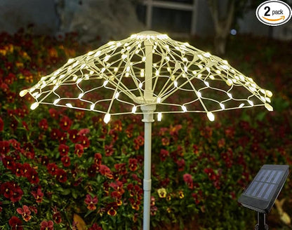 Outdoor Solar Lights, 2 Pack Waterproof LED Garden Lights Solar Powered, Landscape Light Garden Decor, Colorful Outside Decorations for Lawn, Backyard, Patio (Warm Light)