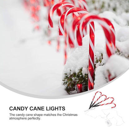 Christmas Candy Cane Pathway Markers Battery Operated LED Decoration Lights for Indoor Outdoor Pathway Garden Patio Yard, 1 Set /4Pcs