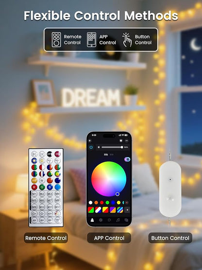 2026 New 46ft Smart Color Changing Easter Lights Outdoor Indoor | 100 LED RGB Globe Pastel String Lights App Control with Remote & Timer, Fairy Light Plug in Waterproof Easter Decor Girl's Bedroom