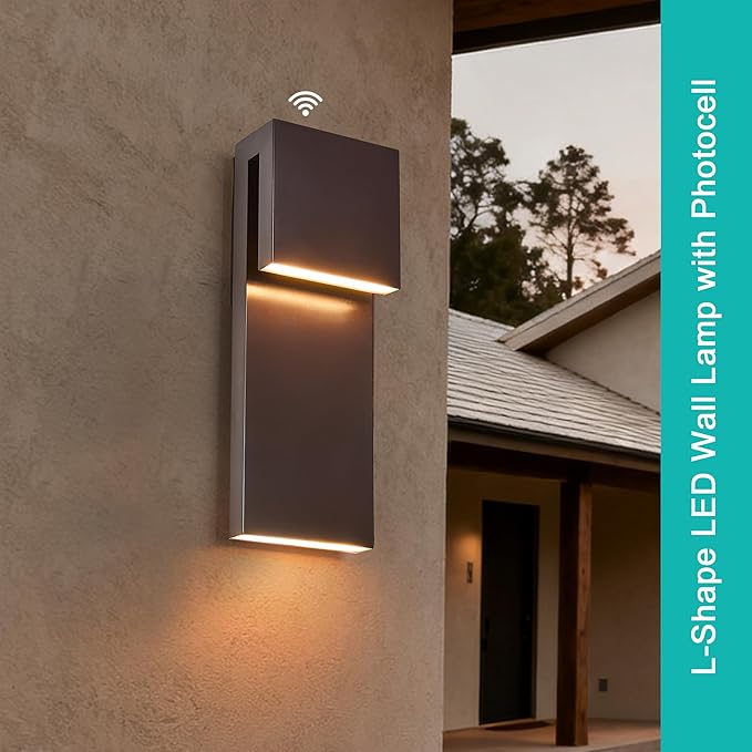 15IN Outdoor Wall Sconce Fixture,Dusk to Dawn Patio Lights,Waterproof Exterior Lamp,Modern Wall Mounted with 17W | Lumora