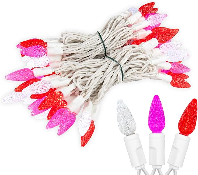 ‎‎‎Novelty Lights 24FT 70 LED C6 LED Valentine's Day String Lights, Outdoor Spring Commercial Grade String Lights | Lumora