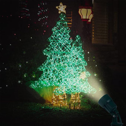 Outdoor Spotlight Plug in, Weather Resistant, Heavy Duty Stake, Landscape Light for Yard, Flag, Holiday Decor, 6FT Cord, 120V 300LM 5000K, Green, ETL Listed