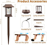 6Pack Solar Pathway Lights Outdoor Waterproof IP65, Brown Solar Lights Outdoor with Hook Upgraded 1000mAH Battery | Lumora