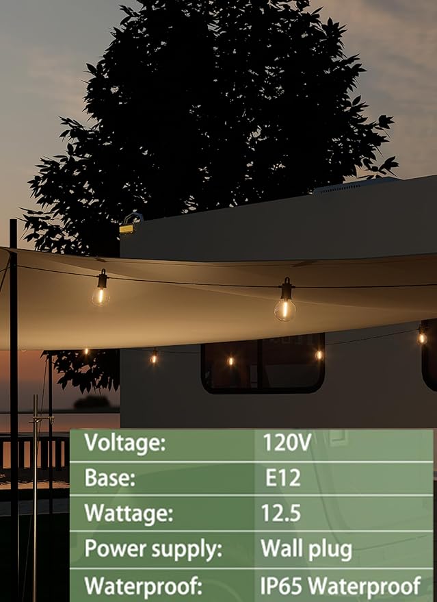 Outdoor String Lights ,150 FT Led Patio Globe Lights with Plastic Bulbs,Waterproof,Shatterproof,G40 Outdoor String Lights,Connectable Hanging for Backyard, Bistro, Porch, Deck, Balcony,Tent (150ft)