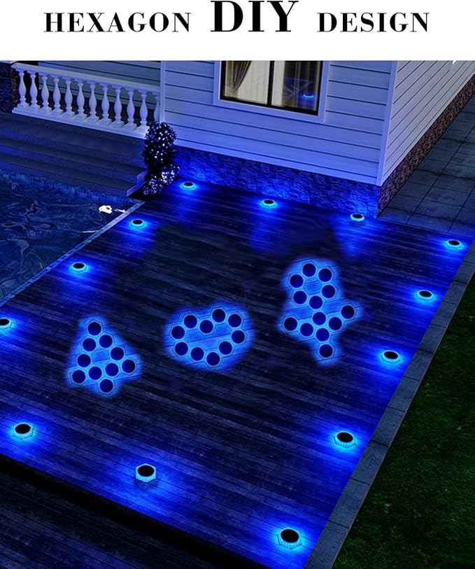 6 Packs Solar Driveway Lights Outdoor IP68 Waterproof, Blue Deck Step Lights Solar Powered, Solar Stair Light Stick | Lumora