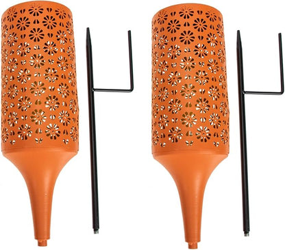 Solar Garden Path Lights Led Iron Chrysanthemum Design for Outdoor Decoration Energy-Saving Solar Powered Lighting for Walkways and Patios Bright Orange Color