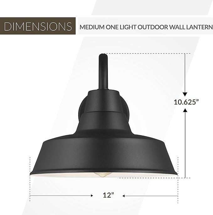Sea Gull Lighting Barn Light-1 Light Medium Outdoor Wall Lantern in Traditional Style-12 Inch Wide by 10.63 Inch | Lumora
