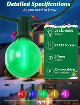 SUNSGNE 25FT LED Colored Christmas Lights with 25 G40 LED Shatterproof Frosted Multicolor Globe Bulbs, Waterproof | Lumora