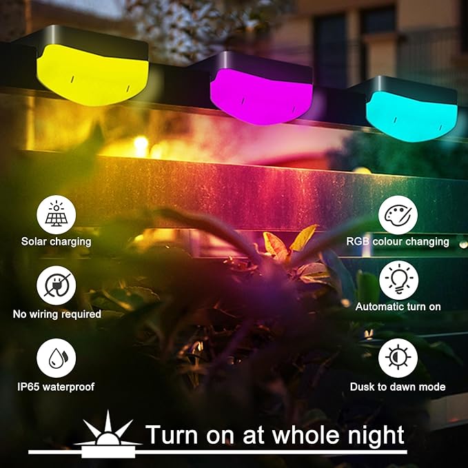 RGB Color Changing Solar Pool Side Lights, Outdoor Solar Deck Lights, Solar Step Lights IP65 Waterproof for Outdoor | Lumora