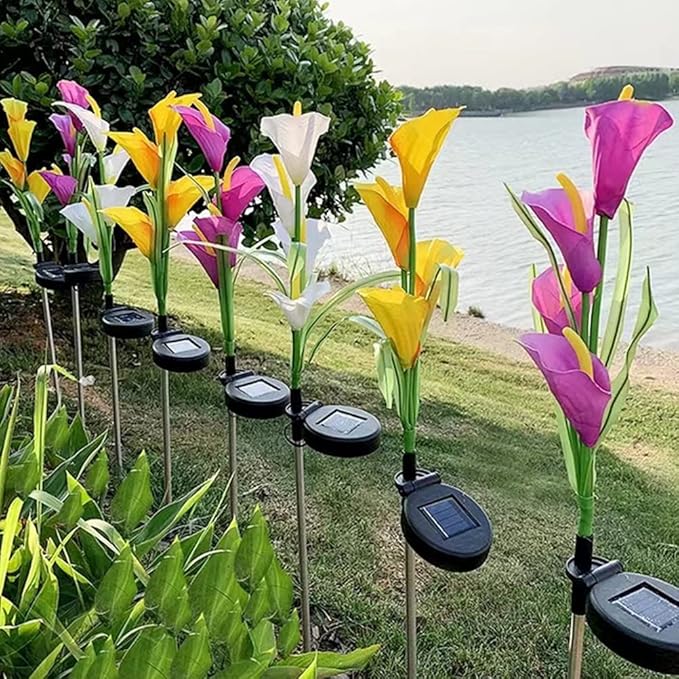 Aolyty Solar Garden Lights Outdoor Multi-Color Changing LED Solar Calla Lily Light IP65 Waterpoof Flower Lights for Patio, Garden, Lawn, Yard Pathway Decorative (Red, 2 Pack)