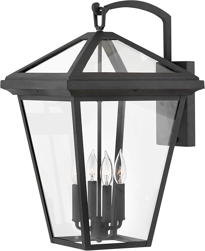 Hinkley Alford Place 2568MB-LL Extra Large Outdoor LED Wall Mount Lantern - Die Cast Aluminum Frame, Sealed Clear Glass, Dimmable - Museum Black